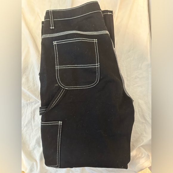 Dickies Black Carpenter Pants White Stitching - Picture 3 of 5